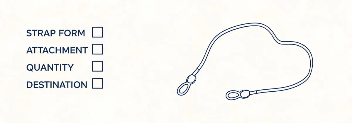 Procurement checklist illustration for glasses straps, not a mapped office
